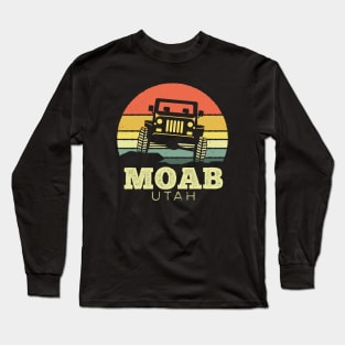 Moab Utah Jeep Vintage Sunset Long Sleeve T-Shirt